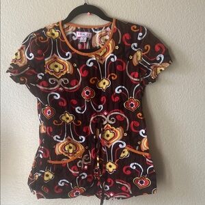 Koi scrub top Vibrant Patterned Short Sleeve Top